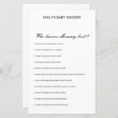 Papier Editable Qui Connaît Maman Meilleur Baby shower Je (Devant / Derrière)