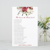 Papier Editable Qui Connaît Mariée Meilleure Fête des mar (Debout devant)