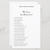 Papier Editable Qui Connaît Mariée Meilleure Fête des mar (Devant / Derrière)