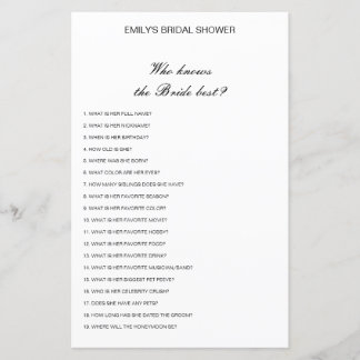 Papier Editable Qui Connaît Mariée Meilleure Fête des mar