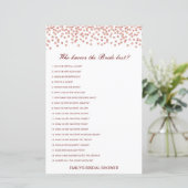 Papier Editable Qui Connaît Mariée Meilleure Fête des mar (Debout devant)