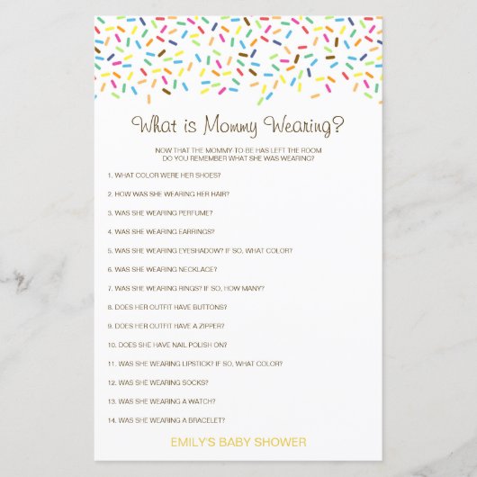 Papier Editable What is maman Wear Baby shower Game (Devant)