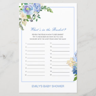Papier Editable What's in the Basket Baby shower Game