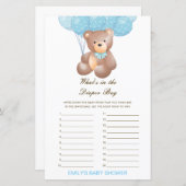 Papier Editable What's in the Diaper Bag Baby shower Game (Devant / Derrière)