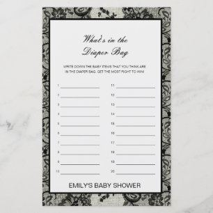 Papier Editable What's in the Diaper Bag Baby shower Game
