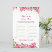 Papier Editable What's in the Diaper Bag Baby shower Game (Debout devant)