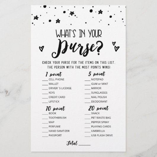 Papier Editable What's in your purse Bridal Party jeu (Devant)