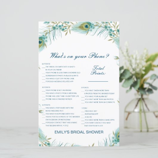 Papier Editable What's on your Phone Bridal Shower Game (Debout devant)