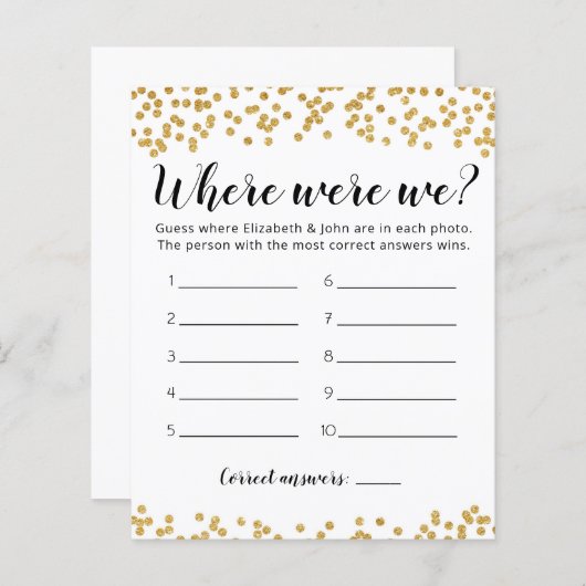 Papier Editable Where Are We Fête des mariées jeu (Devant / Derrière)