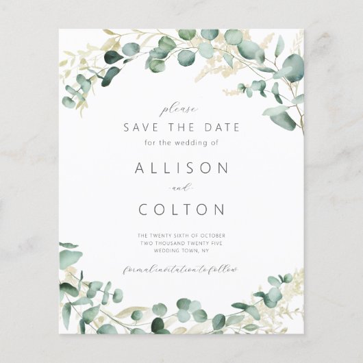 Papier Eeucalyptus rustique vert sauge budget boho vert (Devant)