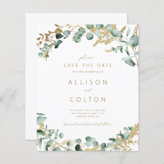 Papier Eeucalyptus rustique vert sauge budget boho vert (Devant / Derrière)