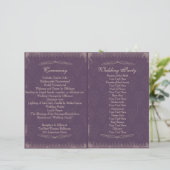 Papier Éggplant Purple Vintage Cérémonie de mariage Progr (Debout devant)