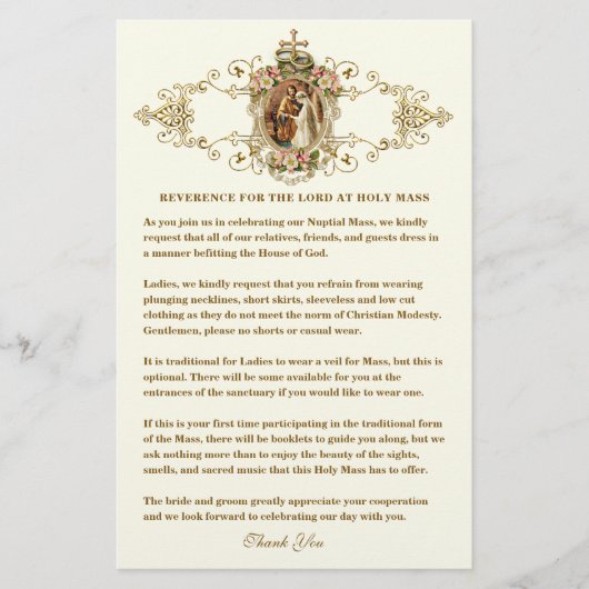 Papier Église catholique Mariage modeste Attique ivoire (Devant)