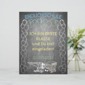 Papier Einladungskarte zur Einschulung im Tafelstil (Debout devant)