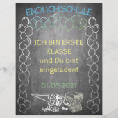 Papier Einladungskarte zur Einschulung im Tafelstil (Devant)