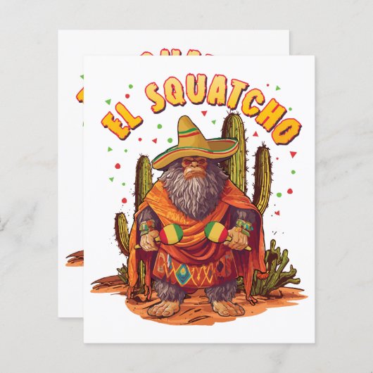 Papier El Squatcho Bigfoot avec Maraca, Sombrero et Ponc (Devant / Derrière)