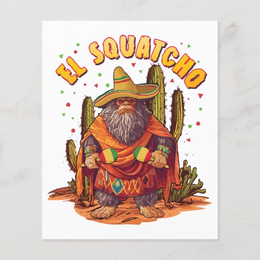 Papier El Squatcho Bigfoot avec Maraca, Sombrero et Ponc (Dos)
