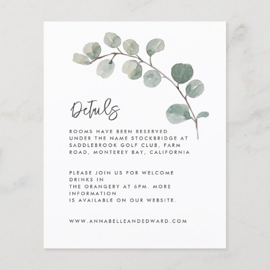 Papier Elegan Mariage eucalyptus détails, invitation chic (Dos)