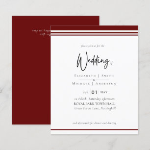 Papier Élégance Simple Mariage Budget Moderne Rouge Bourg