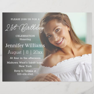 Papier elegant 21st birthday faded photo party invitation