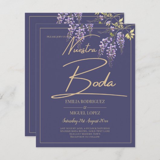 Papier ELEGANT All-In1 Wisteria Dusty Purple Mariage Or (Devant / Derrière)