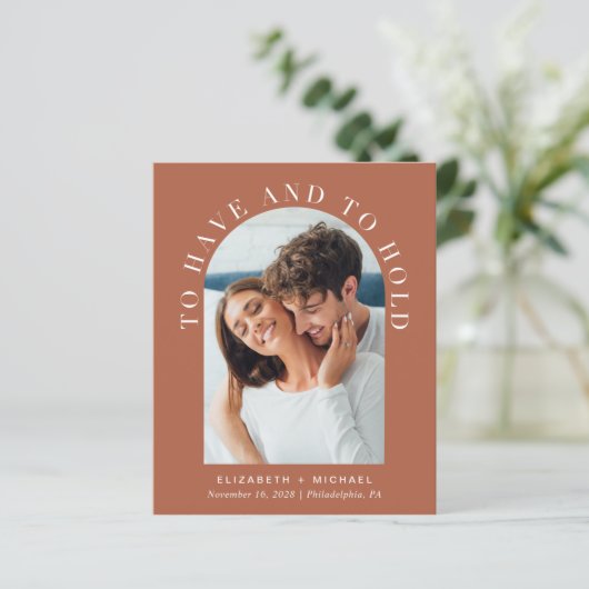 Papier Elégant Arc Photo QR Code Faire-part de mariage (Debout devant)