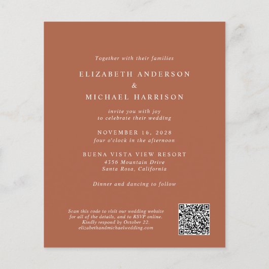 Papier Elégant Arc Photo QR Code Faire-part de mariage (Dos)