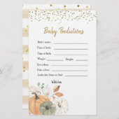Papier Elégant Baby shower Citrouille blanc prédiction bé (Devant / Derrière)