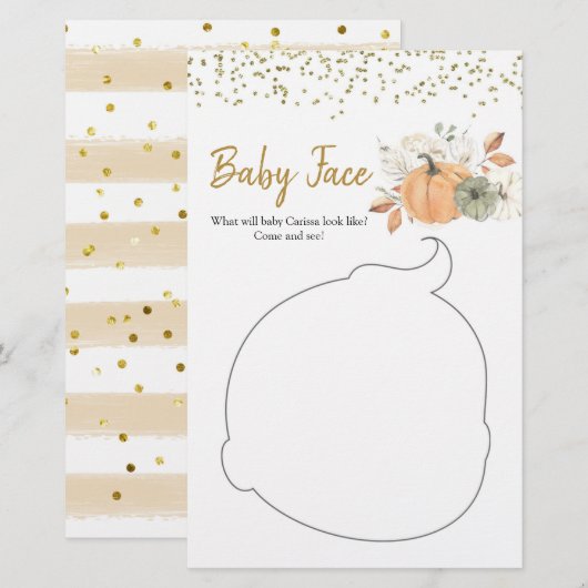 Papier Elégant Baby shower Citrouille blanc visage bébé (Devant / Derrière)