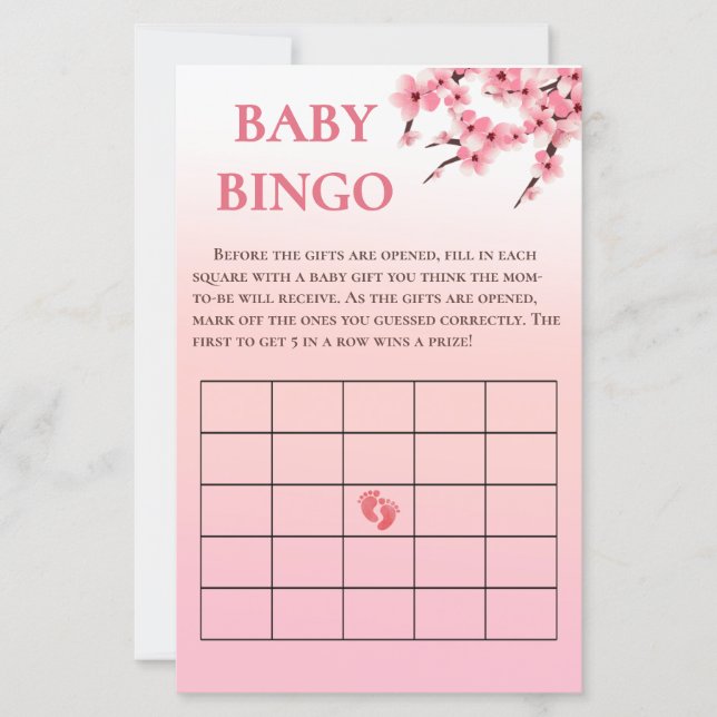 Papier Élégant Baby shower de Bingo Fleur de Cerise Jeu (Devant)