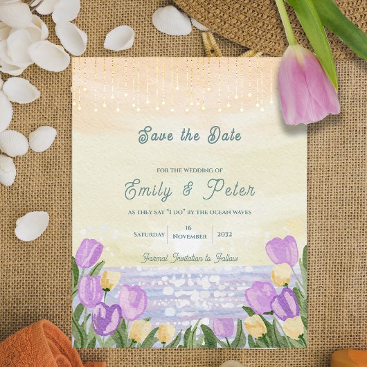 Papier Elegant Beach Destination Wedding Save the Date