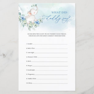 Papier Elégant bébé éléphant bleu Qu'est-ce que papa dit 