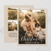 Papier Élégant Beige Neutre Photo moderne Noël (Devant / Derrière)