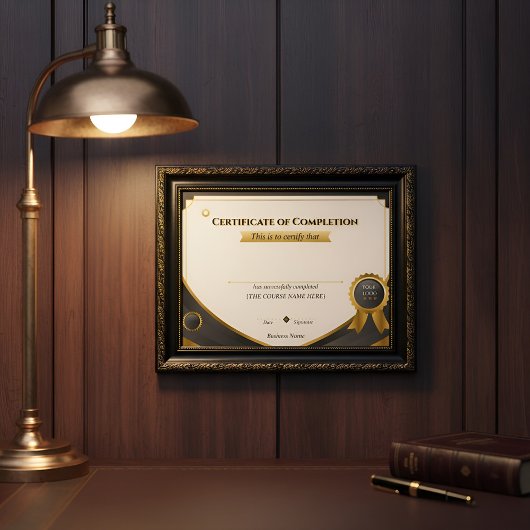 Papier Elegant Black and Gold Certificate of Completion P