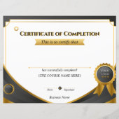 Papier Elegant Black and Gold Certificate of Completion P (Devant)