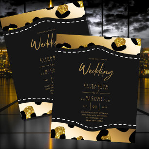 Papier Elégant Black Gold Budget Mariage Invite