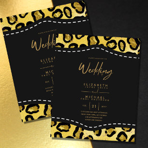 Papier Elégant Black Gold Budget Mariage Invite