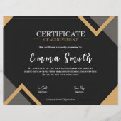 Papier Elegant Black Gold Certificate Of Achievement Desi (Devant)
