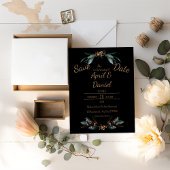 Papier Élégant Black Gold Enregistrer La Date Invitation