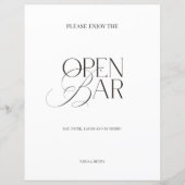 Papier Elegant Black & White Minimalist Open Bar Sign (Devant)