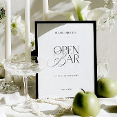 Papier Elegant Black & White Minimalist Open Bar Sign