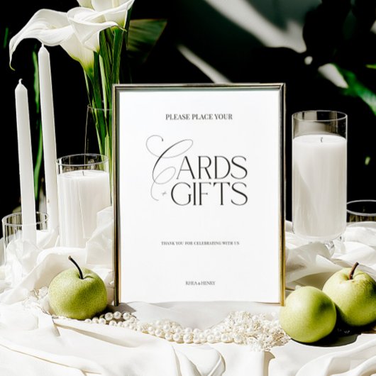 Papier Elegant Black & White Modern “Cards & Gifts” Sign