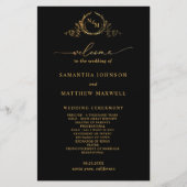 Papier Elegant Black with Gold Monogram Wedding Program (Devant)