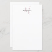 Papier Élégant blanc blanc blanc clair rose Script Monogr (Devant / Derrière)