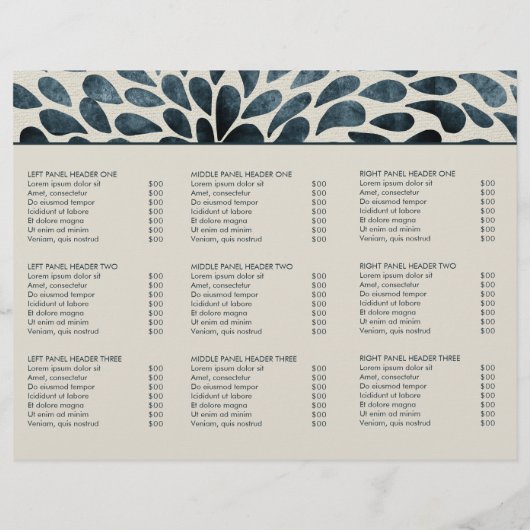 Papier Elégant bleu marine Abstrait moderne triple Brochu (Dos)