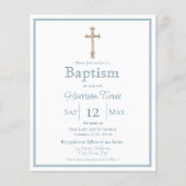 Papier Elégant bleu outresque | Invitation au baptême (Devant)