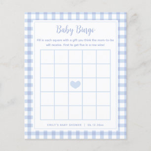 Papier Elégant Blue En vichy Baby shower garçon Bingo Jeu