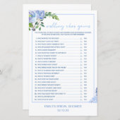 Papier Elegant Blue Floral Bridal Shower Game Printed (Devant / Derrière)
