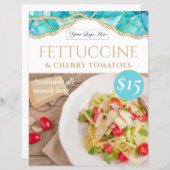 Papier Elégant Blue Watercolor Restaurant Poster spécial (Devant / Derrière)