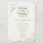 Papier Elegant Botanical Wedding Ceremony Program Sign (Devant)